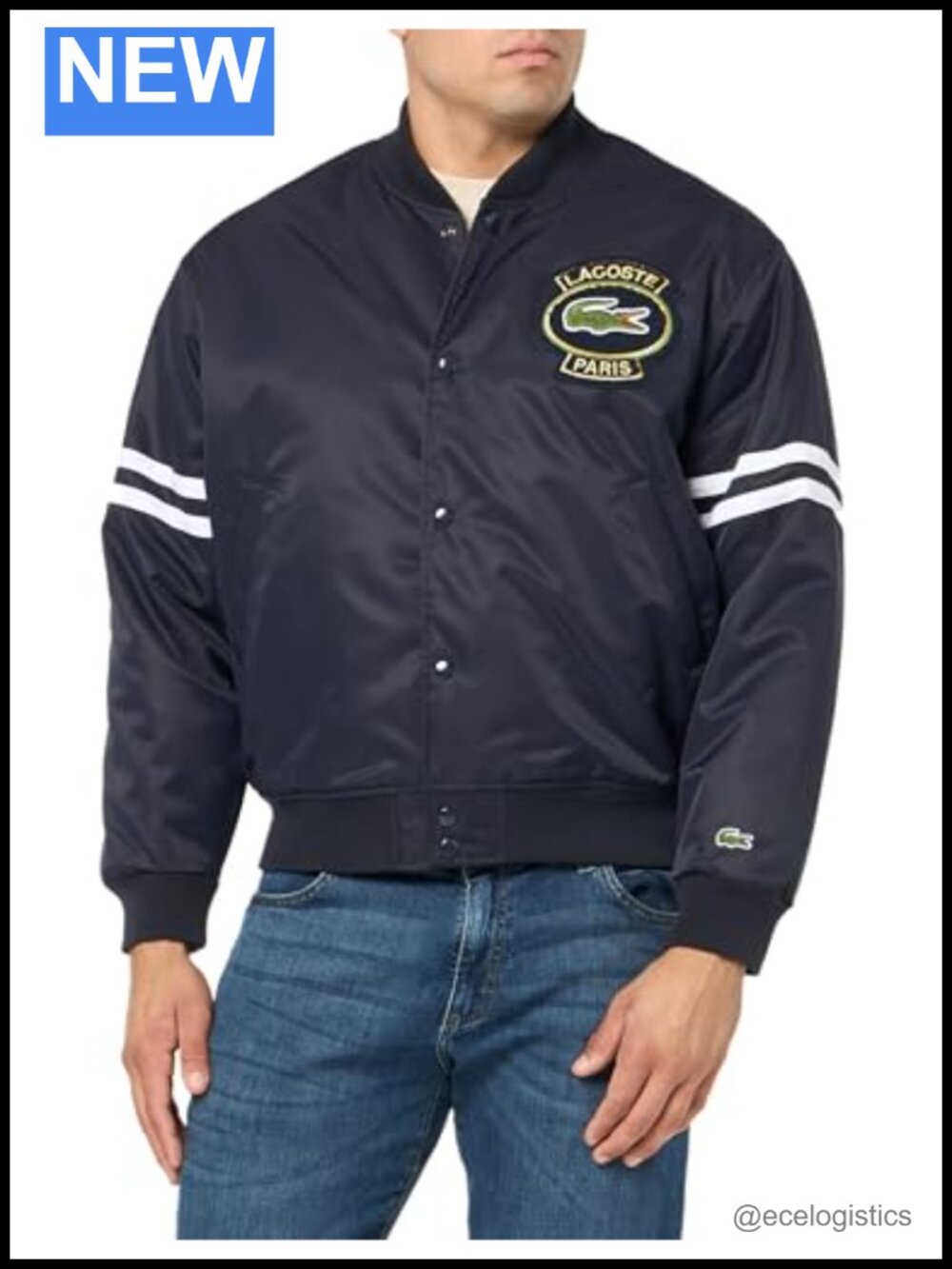 Lacoste Men's Bomber Jacket Snap Closure Water Repellent